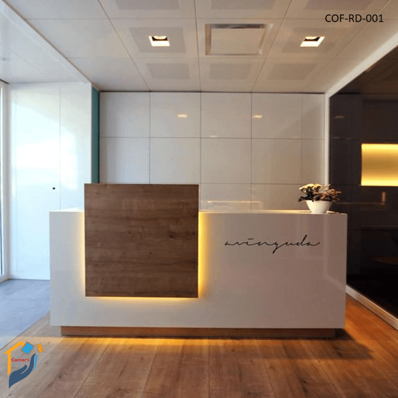 Modern Reception Desk Made of Duco painted Canadian Oak veneer MDF