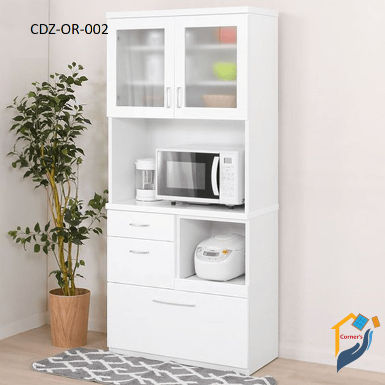 Oven Rack made of Solid Mahogany wood leg and leg base Canadian oak veneer MDF board top and 5 mm frosted Glass with Duco paint.