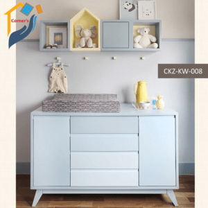 Kids chest of drawer made of Mahagony wood leg and Canadian OAK veneer MDF board top with Duco paint finish as per picture