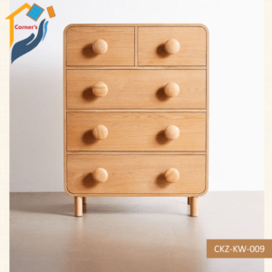 Kids chest of drawer made of Mahagony wood leg and Canadian OAK veneer MDF board top with Duco paint and lacquer finish as per picture