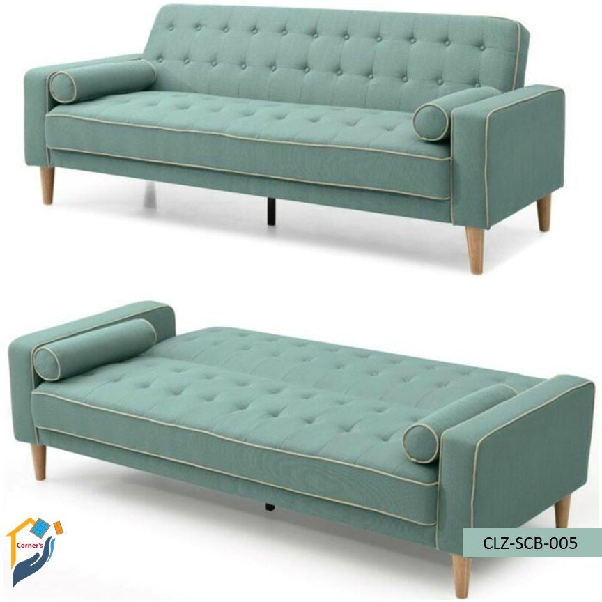 Sofa cum bed solid Mahagony wood MS leather fabric upholstery