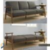 Sofa cum bed solid Mahagony wood leather fabric upholstery