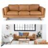 Sofa set Mahagony wood quality rubber foam fabric leather