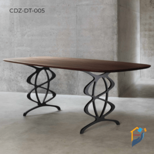 Modern Dinning Table made of made of Canadian OAK Veneer MDF board with lacquer polish and the leg is MS box with black color heat paint.