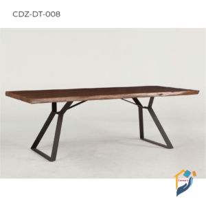 Modern Dinning Table made of Canadian OAK Veneer MDF board with lacquer polish and the leg is MS with heat paint.