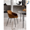 Dining Chair The base is made of Mild steel (MS) box color Duco paint finish Quality Rubber foam Velvet Fabric