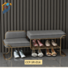 Shoe Rack MS pipe with Golden color Duco paint finish inner frame is made of Garjan wood rubber foam with quality thick velvet fabric
