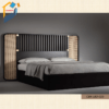 Bedroom bed made of solid Mahagony wood, PLY Board and head board with wood, board and rattan. As per picture.
