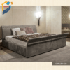 Bedroom bed made of solid Mahagony wood, PLY Board and head board tufted with fabric and foam. As per picture.