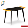 Kids stool leg made of solid Mahagony Wood, top made of Mild Steel plate Black yellow Duco paint with foam and fabric As per picture.