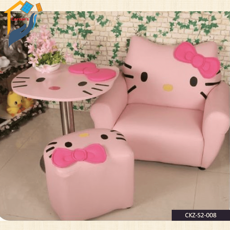 Kids sofa mahagony wood base, inner frame of Garjan & Gamari wood with foam and high quality PU leather upholstery with preferred color.