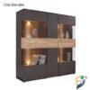 Modern wooden dinner wagon leg Mahogony wood cabinet Solid Canadian OAK Veneer MDF with lacquer finish and Clear 5 mm Glass .