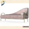 Bedroom sofa made of Mild steel. Inner frame with Garjan and Gamari wood. Seat and back with rubber foam and velvet fabric.
