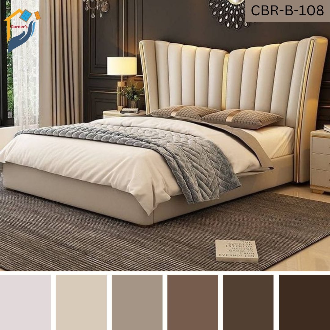 Bedroom bed solid Mahagony wood ply board garjan gamari fabric