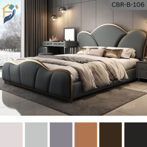 Bedroom bed solid Mahagony wood ply board garjan gamari fabric