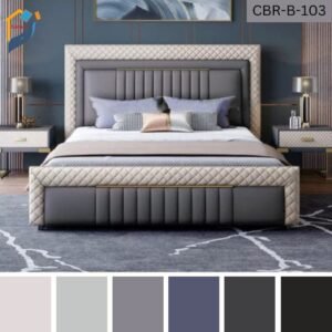 Bedroom bed solid Mahagony wood ply board garjan gamari fabric