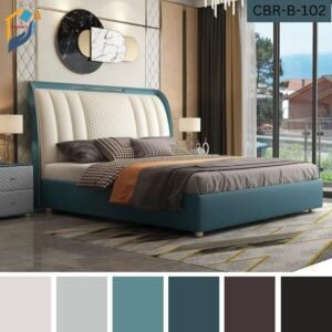 Bedroom bed solid Mahagony wood ply board garjan gamari fabric