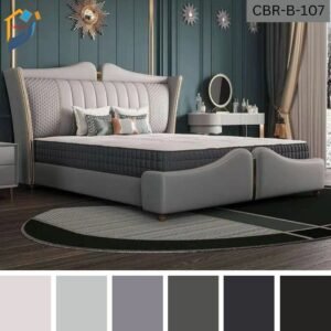 Bedroom bed solid Mahagony wood ply board garjan gamari fabric