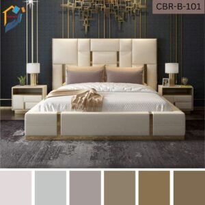 Bedroom bed solid Mahagony wood ply board garjan gamari fabric