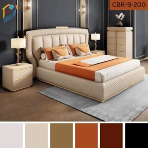 Bedroom bed made of solid Mahagony wood, Ply board while perfectly upholstered with foam and fabric / pu leather modern unique attractive simple