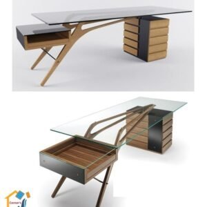 executive desk Melamine coated chip board Tempered Glass top