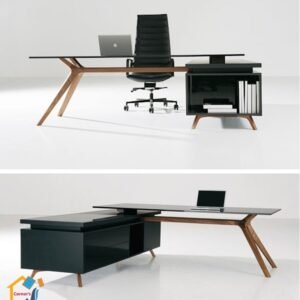 executive desk OAK Veneer TEMPERED Glass Solid Segun