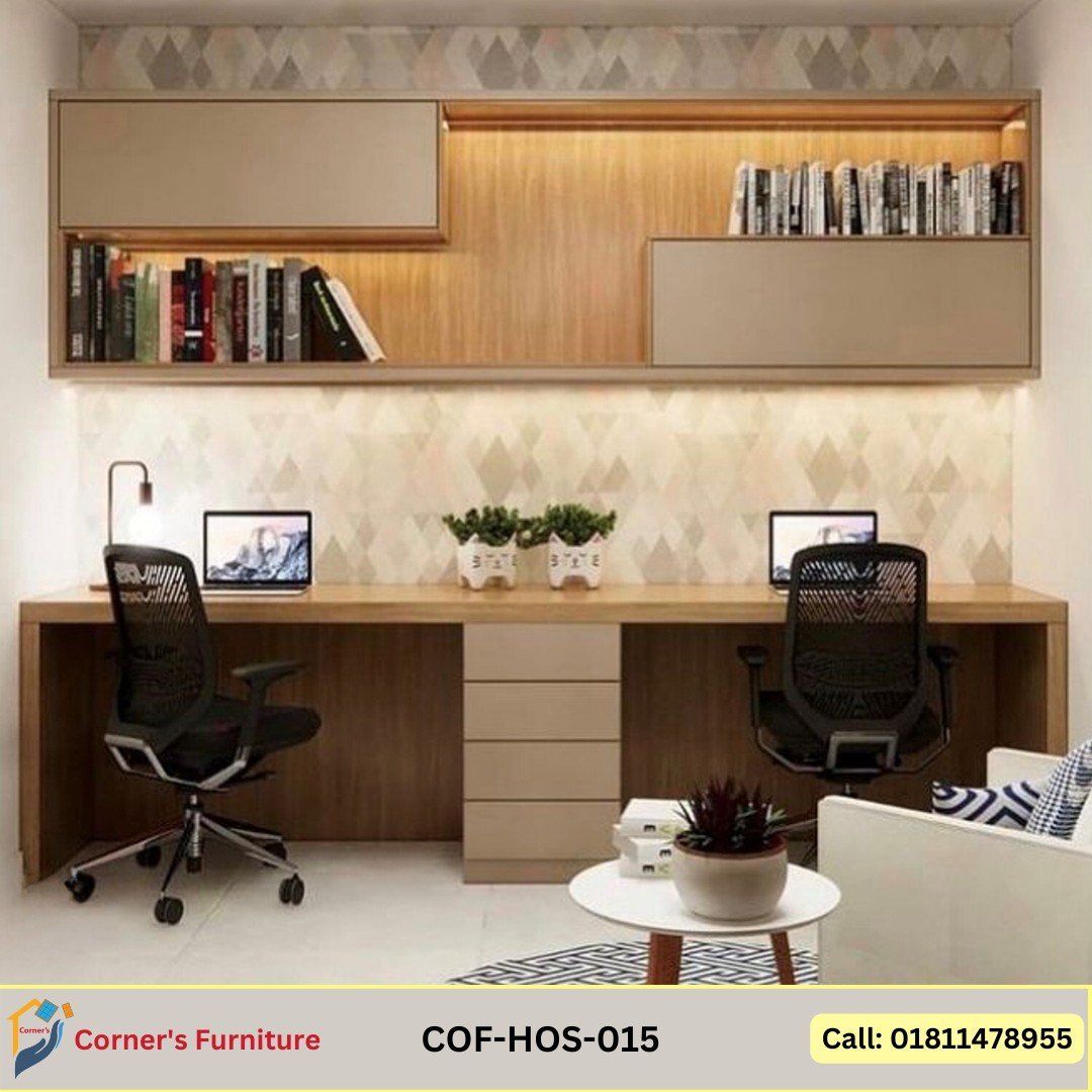 Home office station for office Mahogany wood & MDF