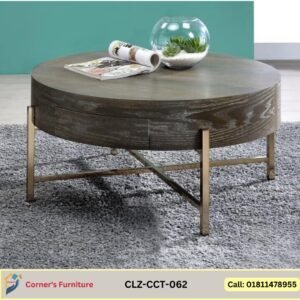 Center table Made of MS metal BOX base with golden color Duco paint Finish with Canadian OAK VENEER mdf top with two drawer. contemporary elegant aesthetic sophisticated decorative