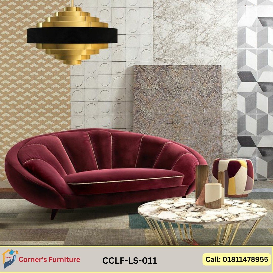 Lounge Sofa Mahogany Leg rubber foam upholstered velvet