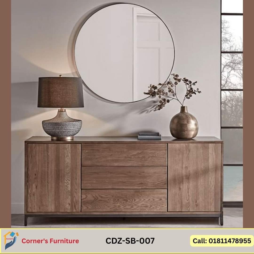 Sideboard Made of MS box Leg and Leg base Canadian oak veneer MDF cabinet With Lacquer Polish and DUCO paint.