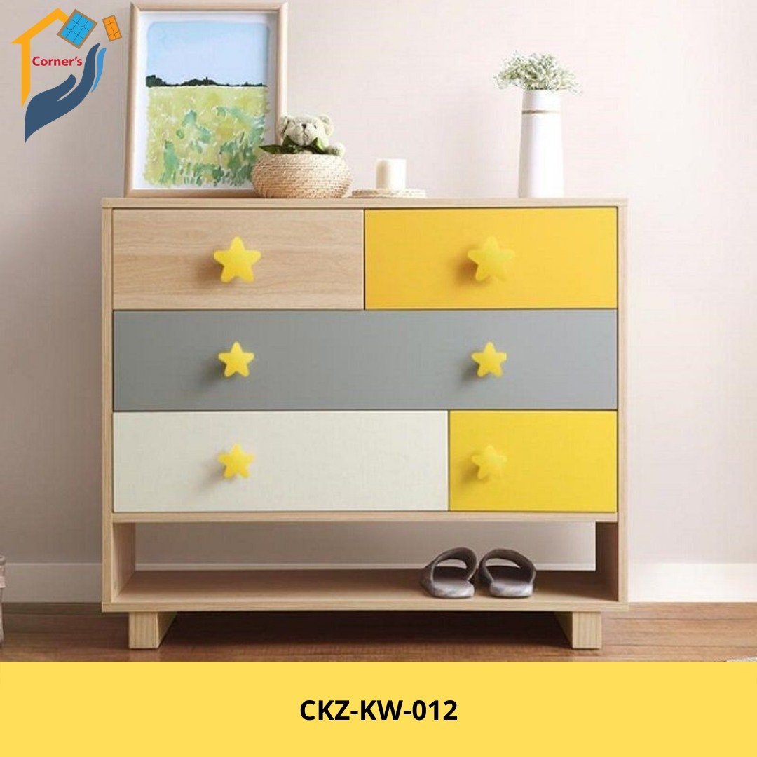 Kids chest of drawer made of Mahagony wood leg and Canadian OAK veneer MDF board top with Duco paint and lacquer finish as per picture