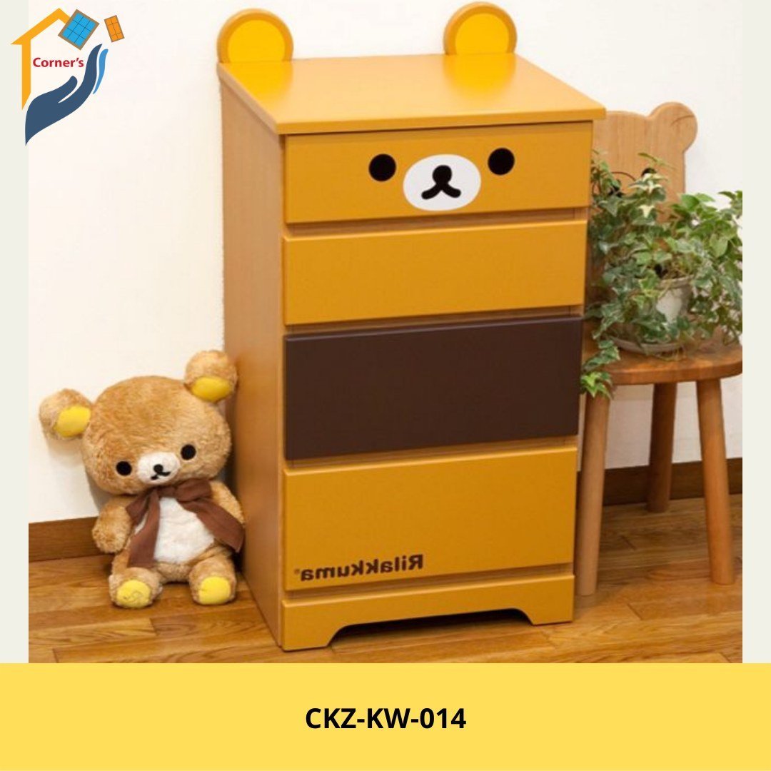 Kids chest of drawer made of Mahagony wood leg and Canadian OAK veneer MDF board top with Duco paint and lacquer finish as per picture